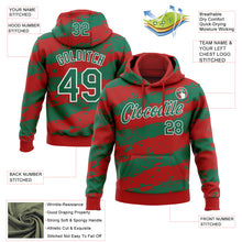 Charger l'image dans la galerie, Custom Stitched Red Kelly Green-White 3D Pattern Design Splash Torn Paper Style Sports Pullover Sweatshirt Hoodie