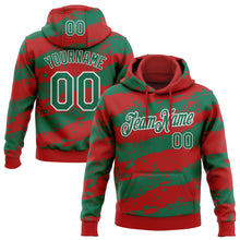 Charger l'image dans la galerie, Custom Stitched Red Kelly Green-White 3D Pattern Design Splash Torn Paper Style Sports Pullover Sweatshirt Hoodie