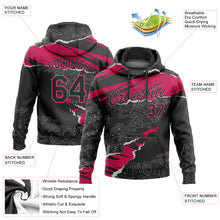 Laden Sie das Bild in den Galerie-Viewer, Custom Stitched Black Pink-White 3D Pattern Design Torn Paper Style Sports Pullover Sweatshirt Hoodie