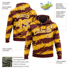 Charger l'image dans la galerie, Custom Stitched Burgundy Gold-White 3D Pattern Design Splash Torn Paper Style Sports Pullover Sweatshirt Hoodie