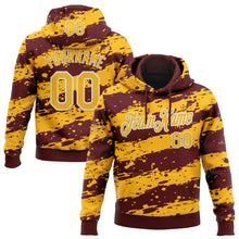 Charger l'image dans la galerie, Custom Stitched Burgundy Gold-White 3D Pattern Design Splash Torn Paper Style Sports Pullover Sweatshirt Hoodie