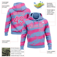 Load image into Gallery viewer, Custom Stitched Light Blue Pink-White 3D Pattern Design Splash Torn Paper Style Sports Pullover Sweatshirt Hoodie
