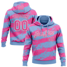 Load image into Gallery viewer, Custom Stitched Light Blue Pink-White 3D Pattern Design Splash Torn Paper Style Sports Pullover Sweatshirt Hoodie