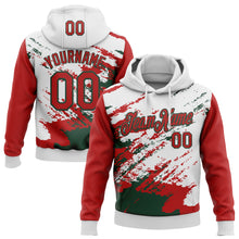Load image into Gallery viewer, Custom Stitched White Red-Green 3D Pattern Design Abstract Fragment Art Splash Sports Pullover Sweatshirt Hoodie