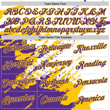 Load image into Gallery viewer, Custom Stitched White Purple-Yellow 3D Pattern Design Abstract Fragment Art Splash Sports Pullover Sweatshirt Hoodie