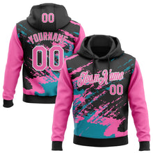 Загрузить изображение в средство просмотра галереи, Custom Stitched Black Pink Teal-White 3D Pattern Design Abstract Fragment Art Splash Sports Pullover Sweatshirt Hoodie