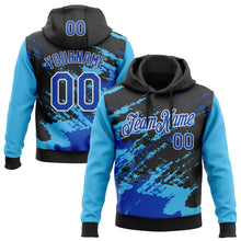 Загрузить изображение в средство просмотра галереи, Custom Stitched Black Thunder Blue Sky Blue-White 3D Pattern Design Abstract Fragment Art Splash Sports Pullover Sweatshirt Hoodie