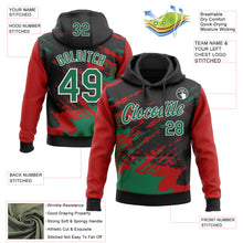Load image into Gallery viewer, Custom Stitched Black Kelly Green Red-White 3D Pattern Design Abstract Fragment Art Splash Sports Pullover Sweatshirt Hoodie
