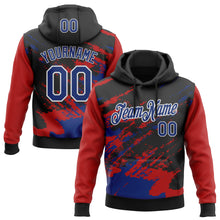 Charger l'image dans la galerie, Custom Stitched Black Royal Red-White 3D Pattern Design Abstract Fragment Art Splash Sports Pullover Sweatshirt Hoodie