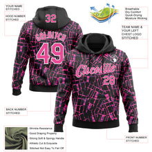 Load image into Gallery viewer, Custom Stitched Black Pink-White 3D Pattern Design Line Sports Pullover Sweatshirt Hoodie