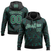Load image into Gallery viewer, Custom Stitched Black Kelly Green-White 3D Pattern Design Line Sports Pullover Sweatshirt Hoodie