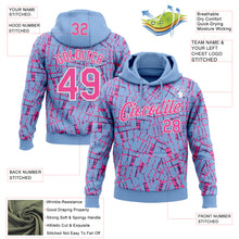 Load image into Gallery viewer, Custom Stitched Light Blue Pink-White 3D Pattern Design Line Sports Pullover Sweatshirt Hoodie
