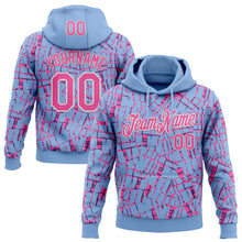 Load image into Gallery viewer, Custom Stitched Light Blue Pink-White 3D Pattern Design Line Sports Pullover Sweatshirt Hoodie