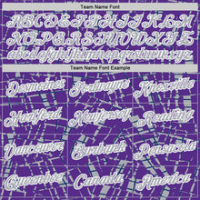 Load image into Gallery viewer, Custom Stitched Purple Gray-White 3D Pattern Design Line Sports Pullover Sweatshirt Hoodie