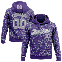 Load image into Gallery viewer, Custom Stitched Purple Gray-White 3D Pattern Design Line Sports Pullover Sweatshirt Hoodie