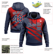 Load image into Gallery viewer, Custom Stitched Navy Red-White 3D Pattern Design Line Sports Pullover Sweatshirt Hoodie