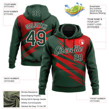 Load image into Gallery viewer, Custom Stitched Green Red-White 3D Pattern Design Line Sports Pullover Sweatshirt Hoodie