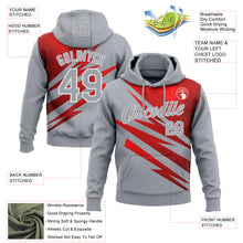 Load image into Gallery viewer, Custom Stitched Gray Red-White 3D Pattern Design Line Sports Pullover Sweatshirt Hoodie