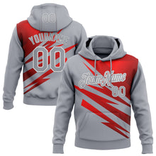 Load image into Gallery viewer, Custom Stitched Gray Red-White 3D Pattern Design Line Sports Pullover Sweatshirt Hoodie