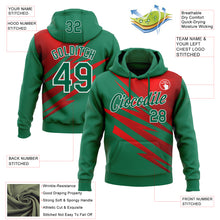 Load image into Gallery viewer, Custom Stitched Kelly Green Red-White 3D Pattern Design Line Sports Pullover Sweatshirt Hoodie
