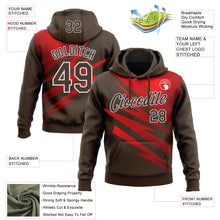 Load image into Gallery viewer, Custom Stitched Brown Red-White 3D Pattern Design Line Sports Pullover Sweatshirt Hoodie