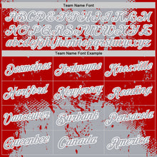 Laden Sie das Bild in den Galerie-Viewer, Custom Stitched Gray Red-White 3D Pattern Design Abstract Splatter Grunge Art Sports Pullover Sweatshirt Hoodie