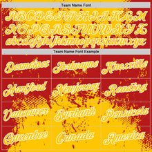 Load image into Gallery viewer, Custom Stitched Yellow Red-White 3D Pattern Design Abstract Splatter Grunge Art Sports Pullover Sweatshirt Hoodie