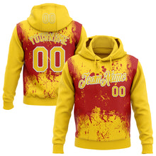 Load image into Gallery viewer, Custom Stitched Yellow Red-White 3D Pattern Design Abstract Splatter Grunge Art Sports Pullover Sweatshirt Hoodie