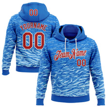 Load image into Gallery viewer, Custom Stitched Royal Red-White 3D Pattern Design Wave Sports Pullover Sweatshirt Hoodie