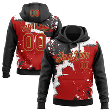 Загрузить изображение в средство просмотра галереи, Custom Stitched Black Red Old Gold-White 3D Pattern Design Splash Torn Paper Style Sports Pullover Sweatshirt Hoodie