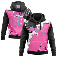 Загрузить изображение в средство просмотра галереи, Custom Stitched Black Pink Light Blue-White 3D Pattern Design Splash Torn Paper Style Sports Pullover Sweatshirt Hoodie