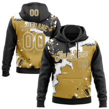 Загрузить изображение в средство просмотра галереи, Custom Stitched Black Old Gold-White 3D Pattern Design Splash Torn Paper Style Sports Pullover Sweatshirt Hoodie