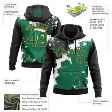 Загрузить изображение в средство просмотра галереи, Custom Stitched Black Kelly Green Old Gold-White 3D Pattern Design Splash Torn Paper Style Sports Pullover Sweatshirt Hoodie