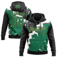 Загрузить изображение в средство просмотра галереи, Custom Stitched Black Kelly Green Old Gold-White 3D Pattern Design Splash Torn Paper Style Sports Pullover Sweatshirt Hoodie