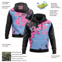 Загрузить изображение в средство просмотра галереи, Custom Stitched Black Pink Light Blue-White 3D Pattern Design Splash Torn Paper Style Sports Pullover Sweatshirt Hoodie