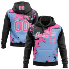 Загрузить изображение в средство просмотра галереи, Custom Stitched Black Pink Light Blue-White 3D Pattern Design Splash Torn Paper Style Sports Pullover Sweatshirt Hoodie