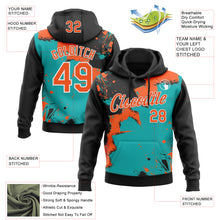 Загрузить изображение в средство просмотра галереи, Custom Stitched Black Orange Aqua-White 3D Pattern Design Splash Torn Paper Style Sports Pullover Sweatshirt Hoodie