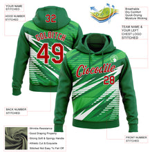 Load image into Gallery viewer, Custom Stitched Kelly Green Red-White 3D Pattern Design Line Sports Pullover Sweatshirt Hoodie