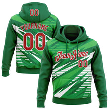 Load image into Gallery viewer, Custom Stitched Kelly Green Red-White 3D Pattern Design Line Sports Pullover Sweatshirt Hoodie