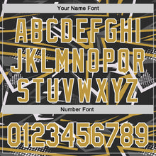 Load image into Gallery viewer, Custom Stitched Black Old Gold-White 3D Pattern Design Line Sports Pullover Sweatshirt Hoodie