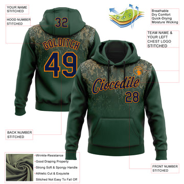 Custom Stitched Green Navy-Bay Orange 3D Pattern Design Tree Camo Gradient Hunting Sports Pullover Sweatshirt Hoodie