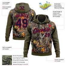 Load image into Gallery viewer, Custom Stitched Olive Navy-Fire Red 3D Pattern Design Tree Camo Hunting Sports Pullover Sweatshirt Salute To Service Hoodie