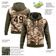 Load image into Gallery viewer, Custom Stitched Olive Brown-Cream 3D Pattern Design Tree Camo Hunting Sports Pullover Sweatshirt Salute To Service Hoodie