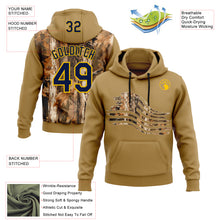 Laden Sie das Bild in den Galerie-Viewer, Custom Stitched Old Gold Navy-Yellow 3D Pattern Design Tree Camo American Flag Hunting Sports Pullover Sweatshirt Hoodie