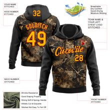 Load image into Gallery viewer, Custom Stitched Black Yellow-Red 3D Pattern Design Tree Camo Hunting Sports Pullover Sweatshirt Hoodie