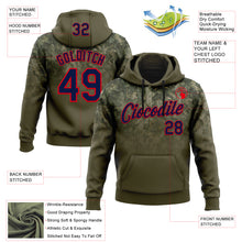 Load image into Gallery viewer, Custom Stitched Olive Navy-Fire Red 3D Pattern Design Tree Camo Gradient Hunting Sports Pullover Sweatshirt Salute To Service Hoodie