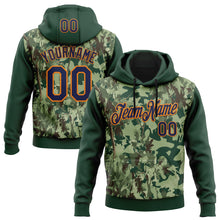 Load image into Gallery viewer, Custom Stitched Green Navy-Bay Orange 3D Pattern Design Tree Camo Hunting Sports Pullover Sweatshirt Hoodie