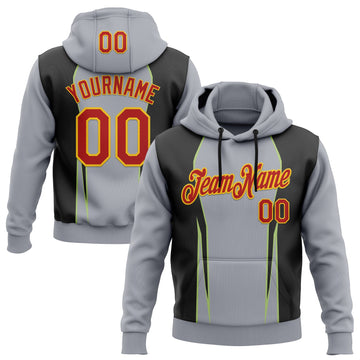 Custom Stitched Gray Red Black Green-Gold 3D Pattern Design Sportswear Pullover Sweatshirt Hoodie