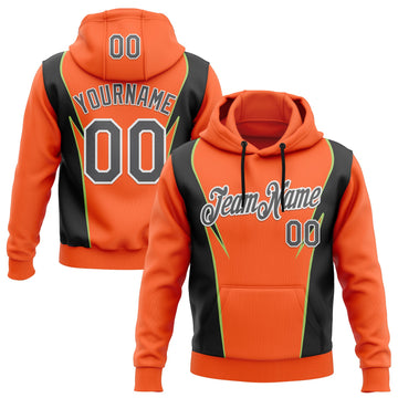 Custom Stitched Orange Steel Gray Black Green-White 3D Pattern Design Sportswear Pullover Sweatshirt Hoodie
