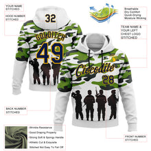 Laden Sie das Bild in den Galerie-Viewer, Custom Stitched White Navy Black-Gold 3D Pattern Design Camo Military Sportswear Pullover Sweatshirt Hoodie